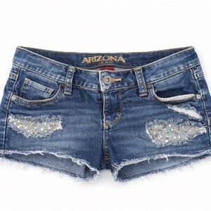 Arizona Jean Co Y2K Rhinestone Distressed Booty Shorts | Low Rise | Size 1